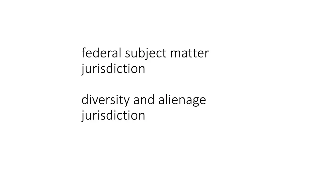 federal subject matter jurisdiction