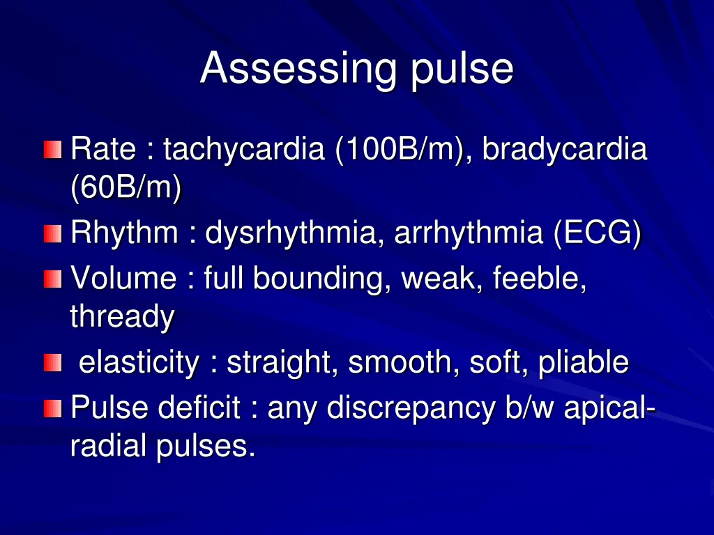assessing pulse 1