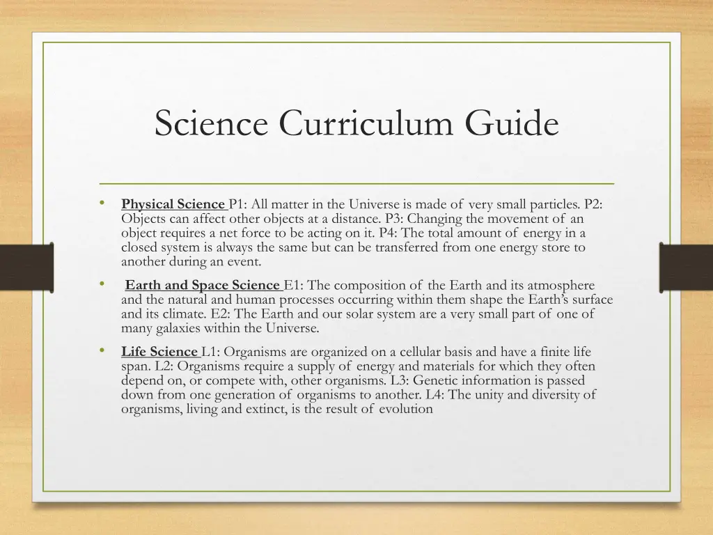 science curriculum guide