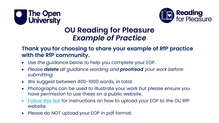ou reading for pleasure example of practice thank