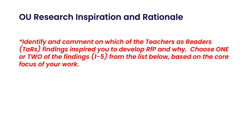 ou research inspiration and rationale