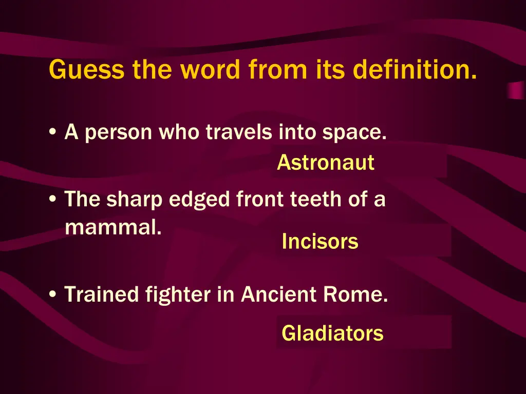 guess the word from its definition