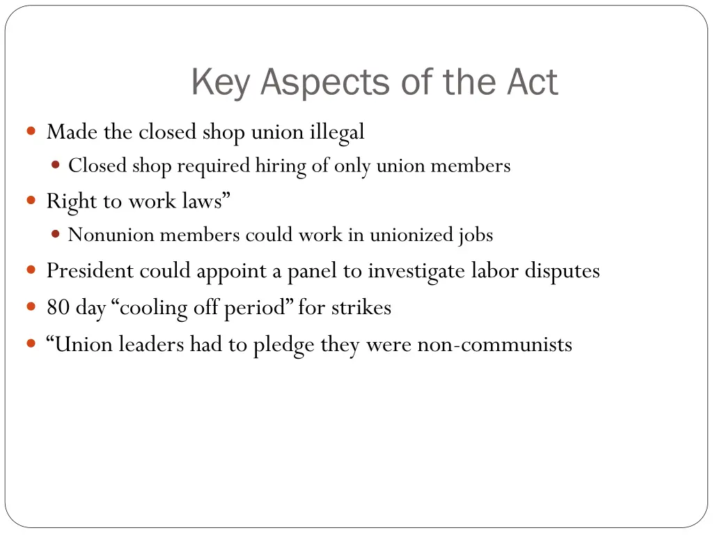 key aspects of the act