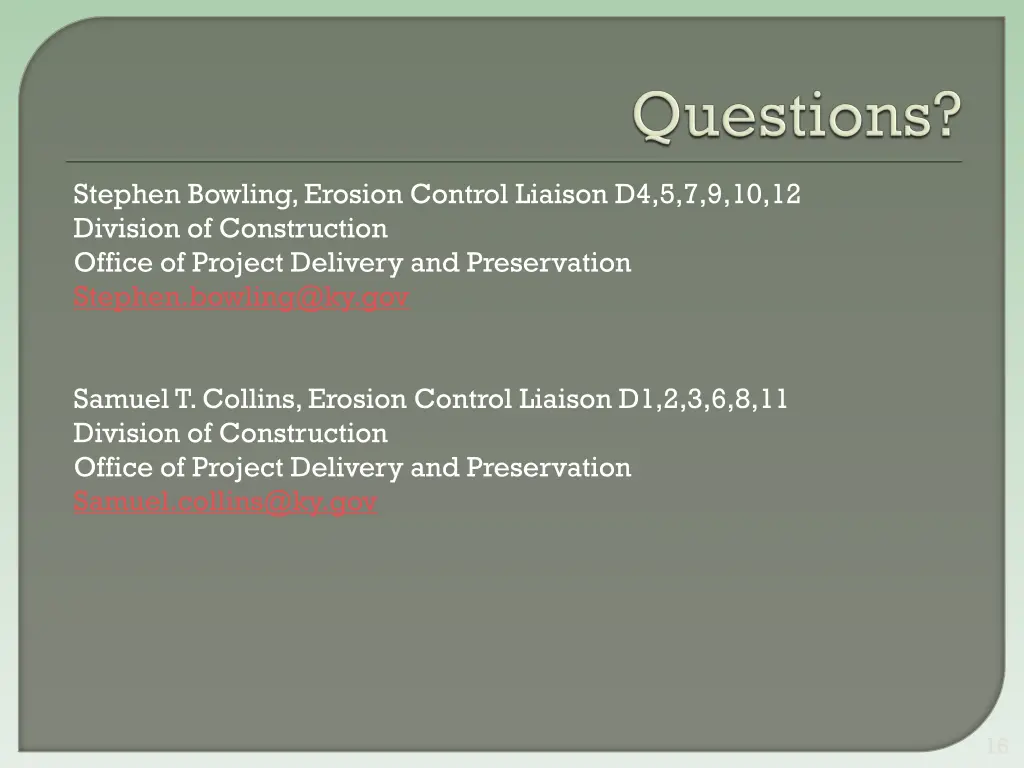 stephen bowling erosion control liaison