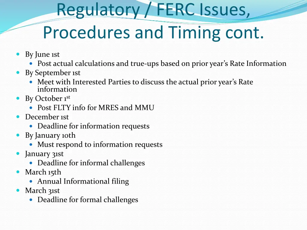 regulatory ferc issues procedures and timing cont