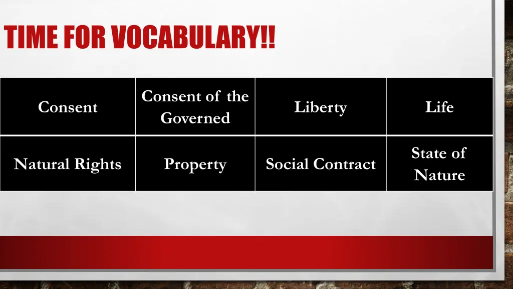 time for vocabulary