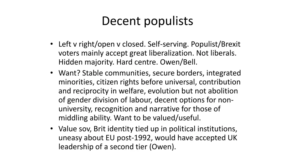 decent populists