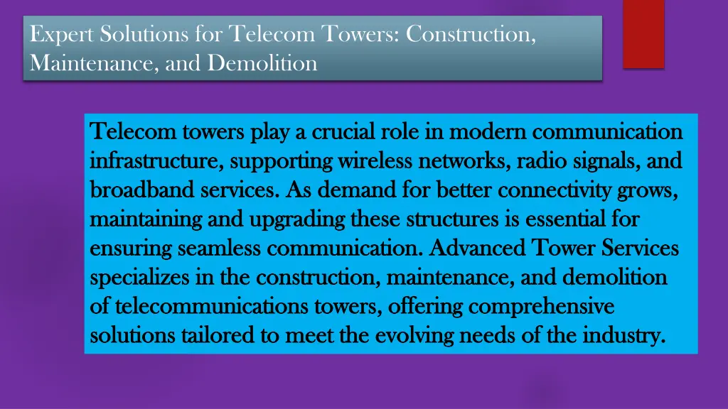 expert solutions for telecom towers construction