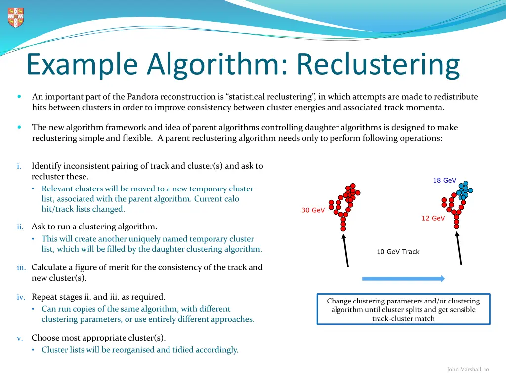 example algorithm reclustering