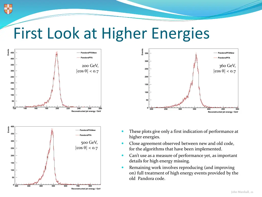 first look at higher energies