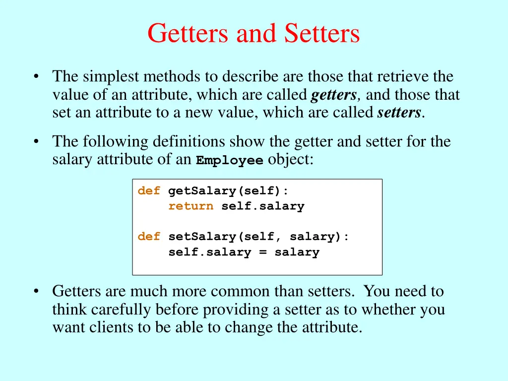 getters and setters