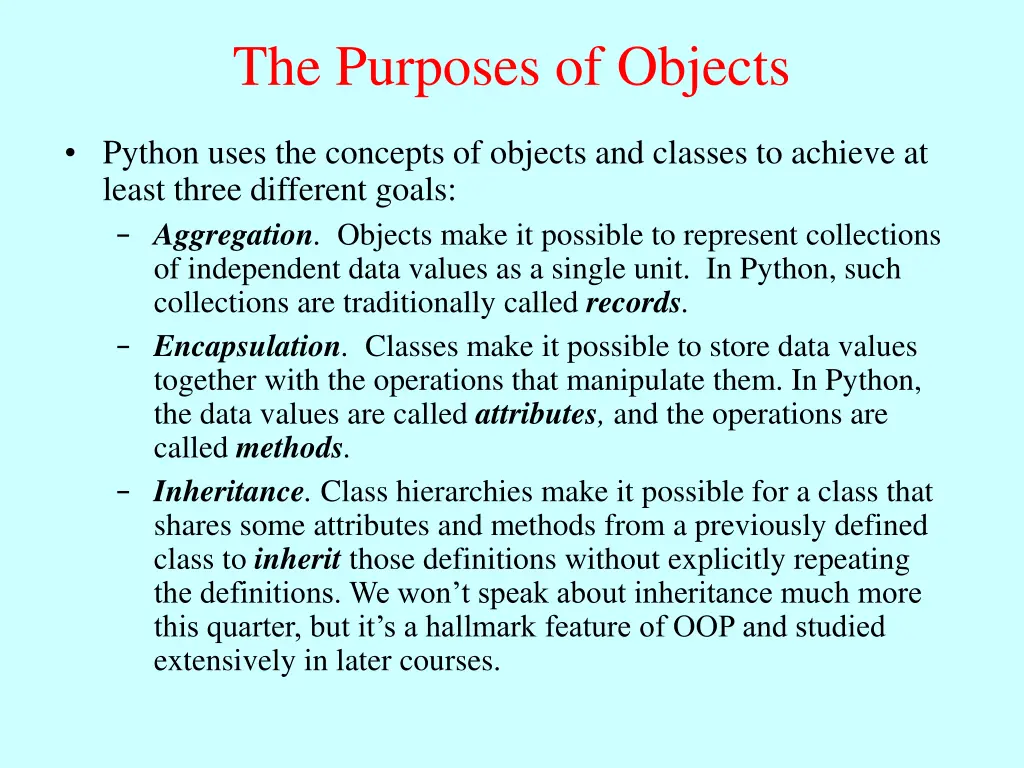 the purposes of objects
