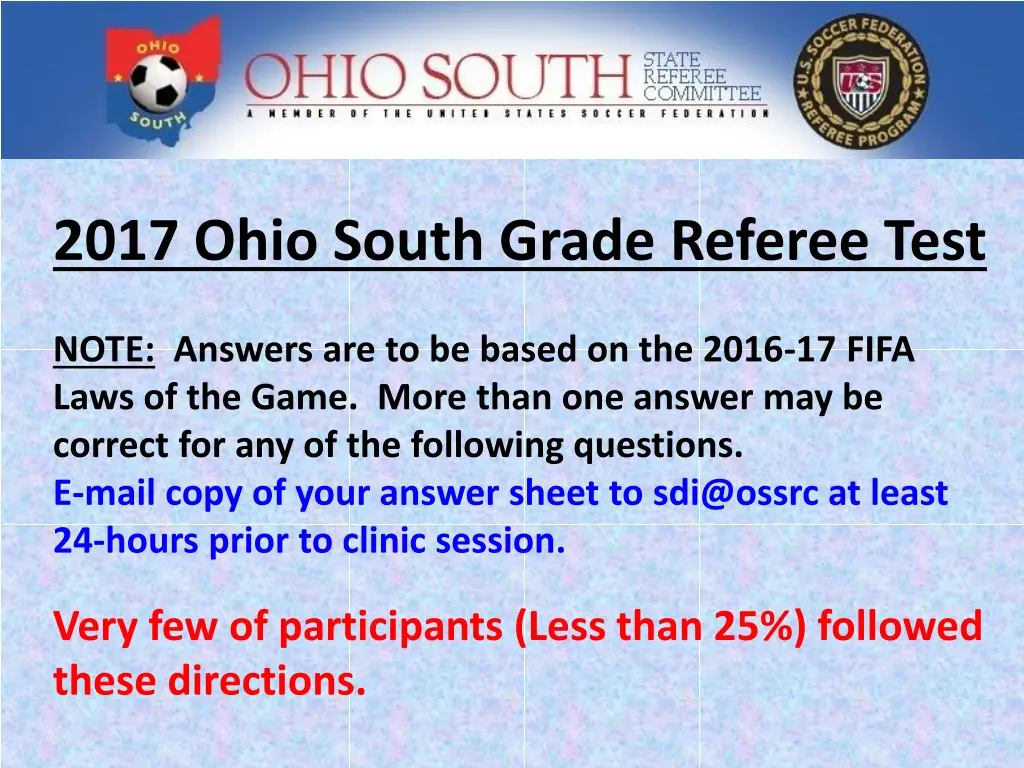 2017 ohio south grade referee test
