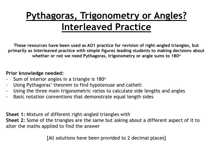 pythagoras trigonometry or angles interleaved