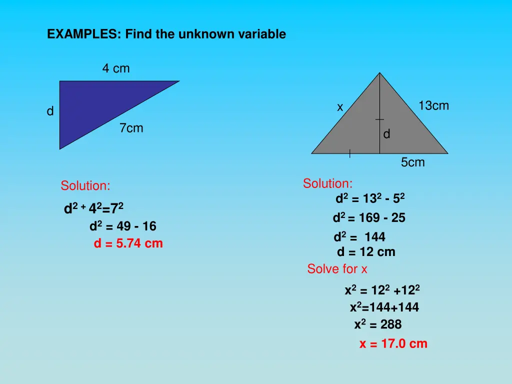 examples find the unknown variable