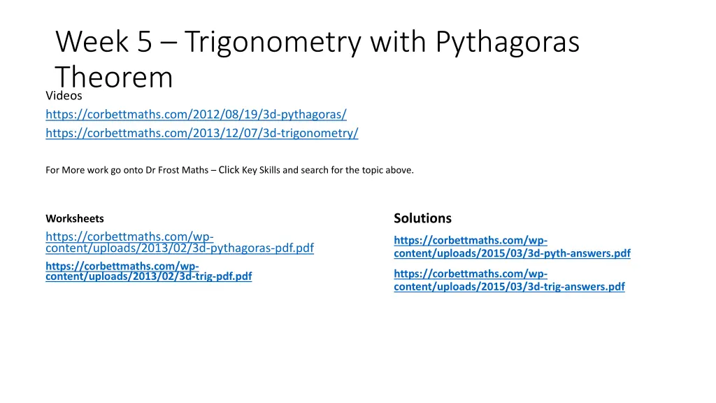 week 5 trigonometry with pythagoras theorem