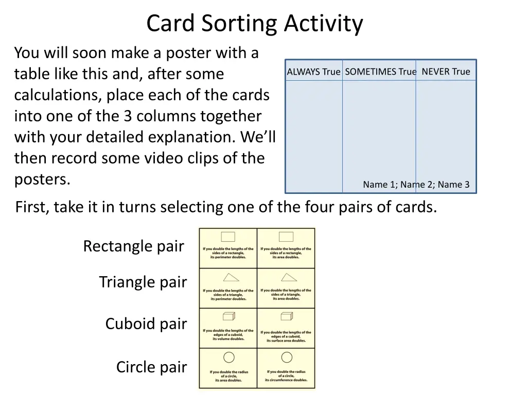 card sorting activity