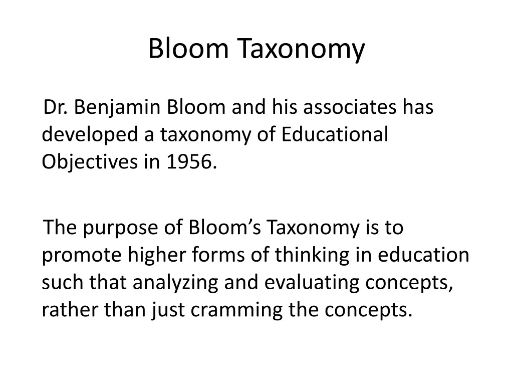 bloom taxonomy