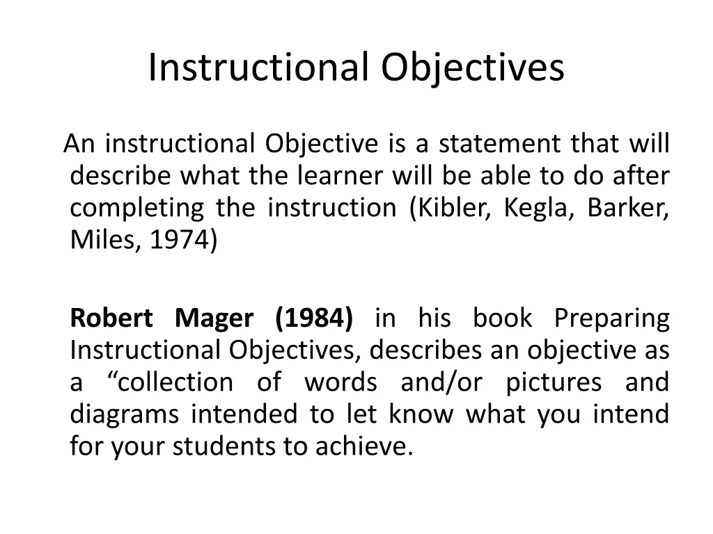 instructional objectives
