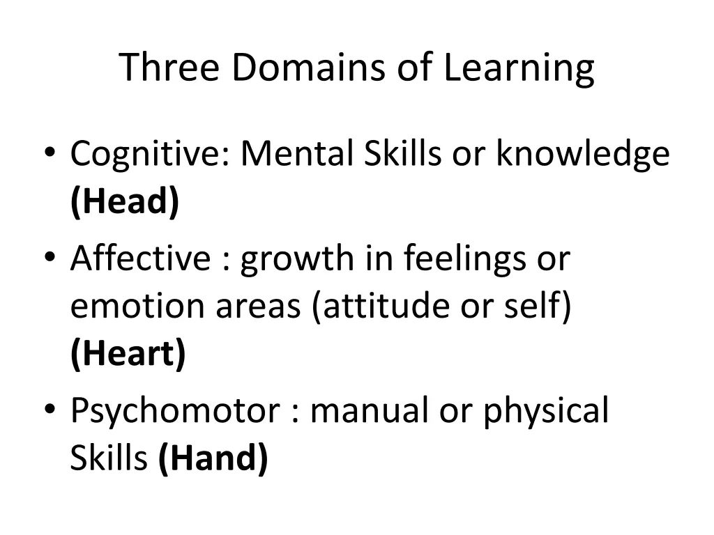 three domains of learning