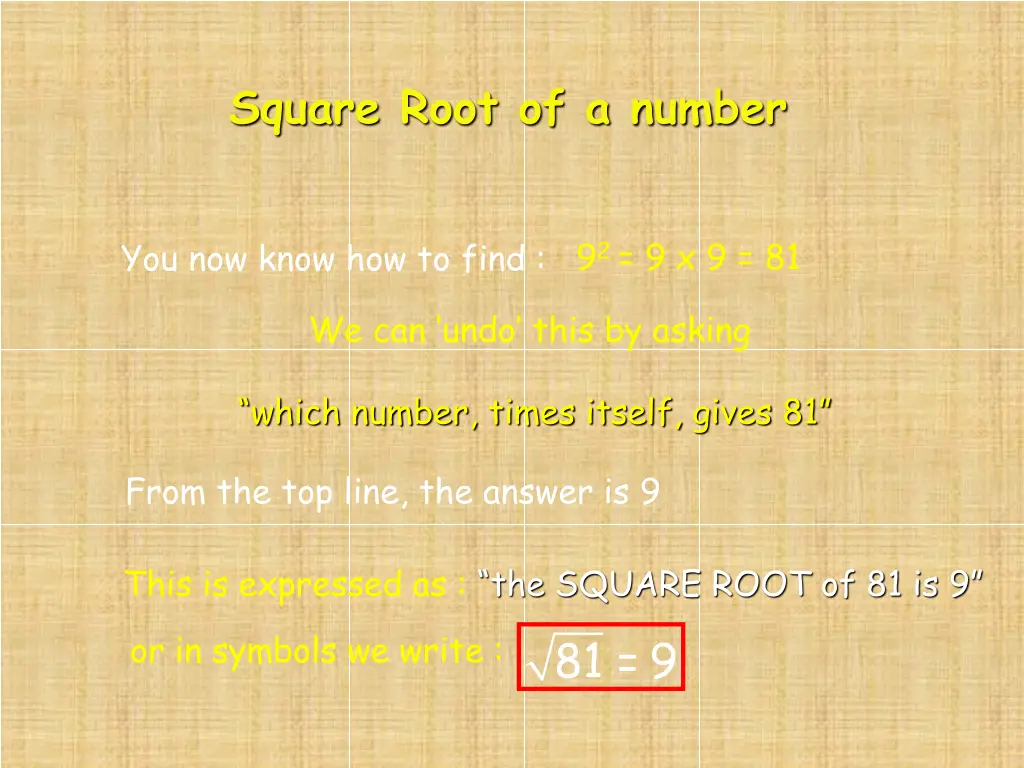 square root of a number