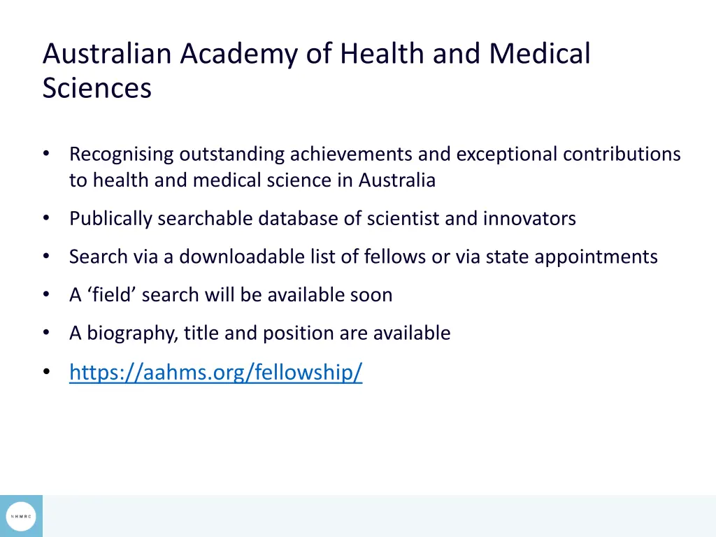 australian academy of health and medical sciences