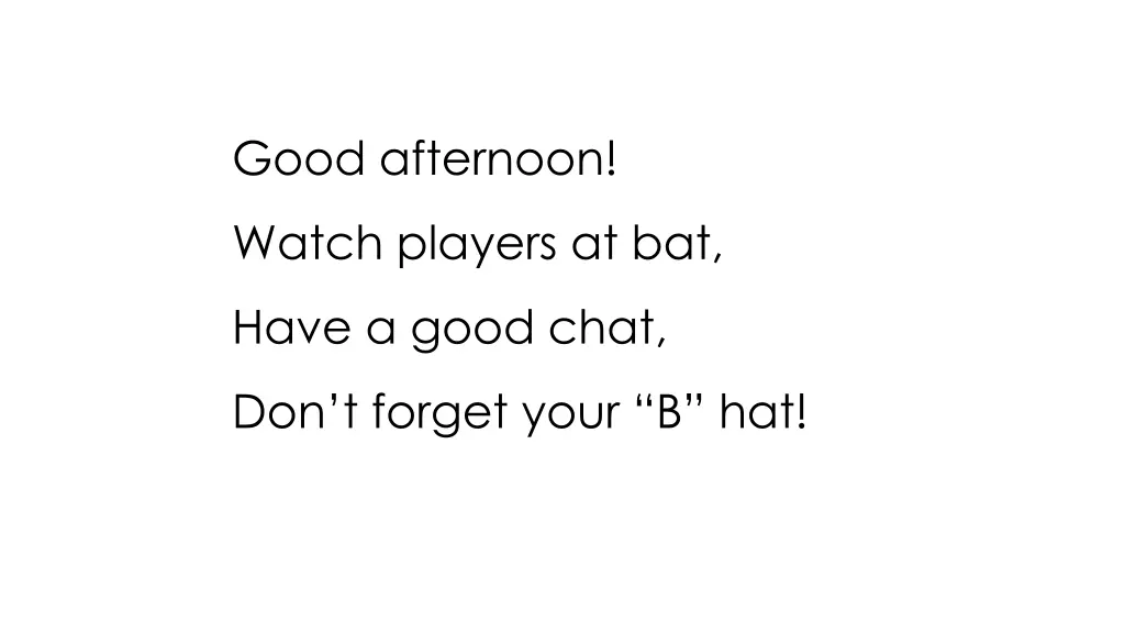 good afternoon