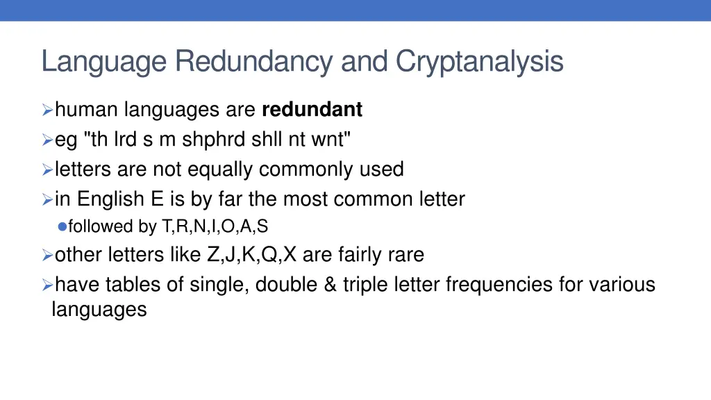 language redundancy and cryptanalysis