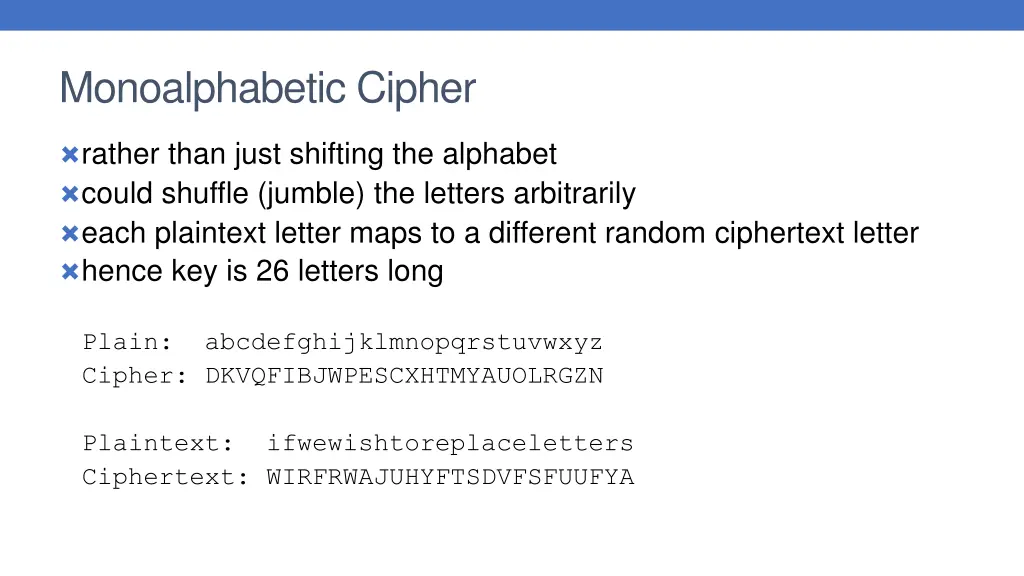monoalphabetic cipher