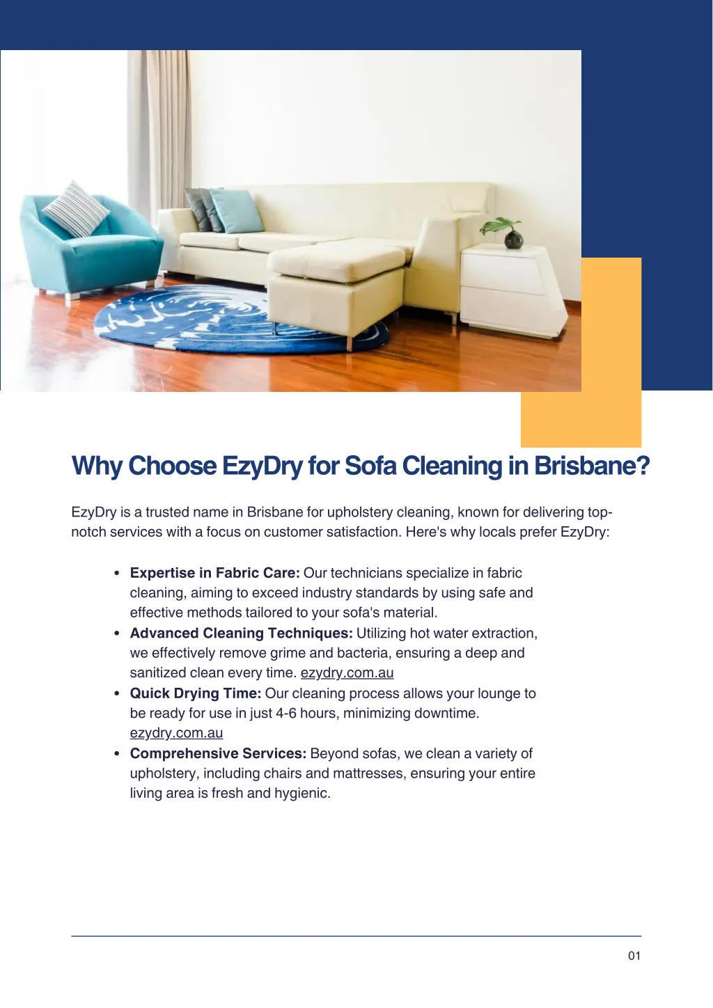 why choose ezydry for sofa cleaning in brisbane