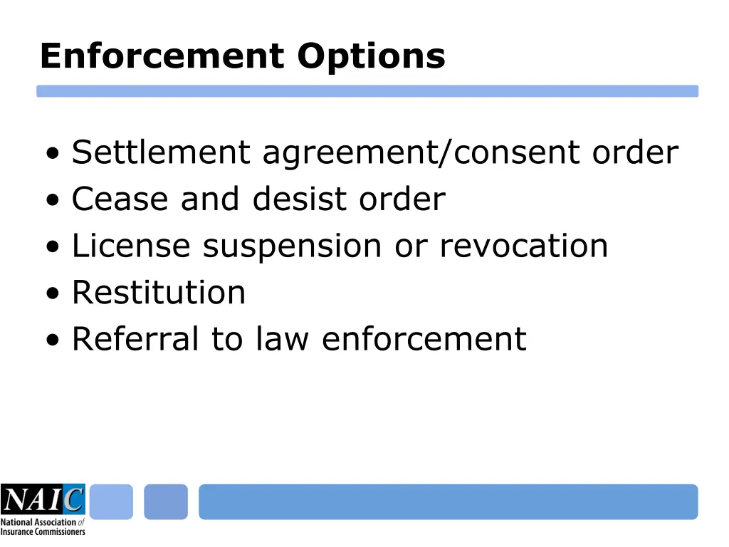 enforcement options