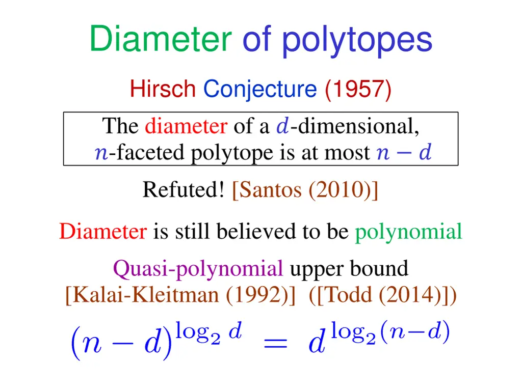 diameter of polytopes
