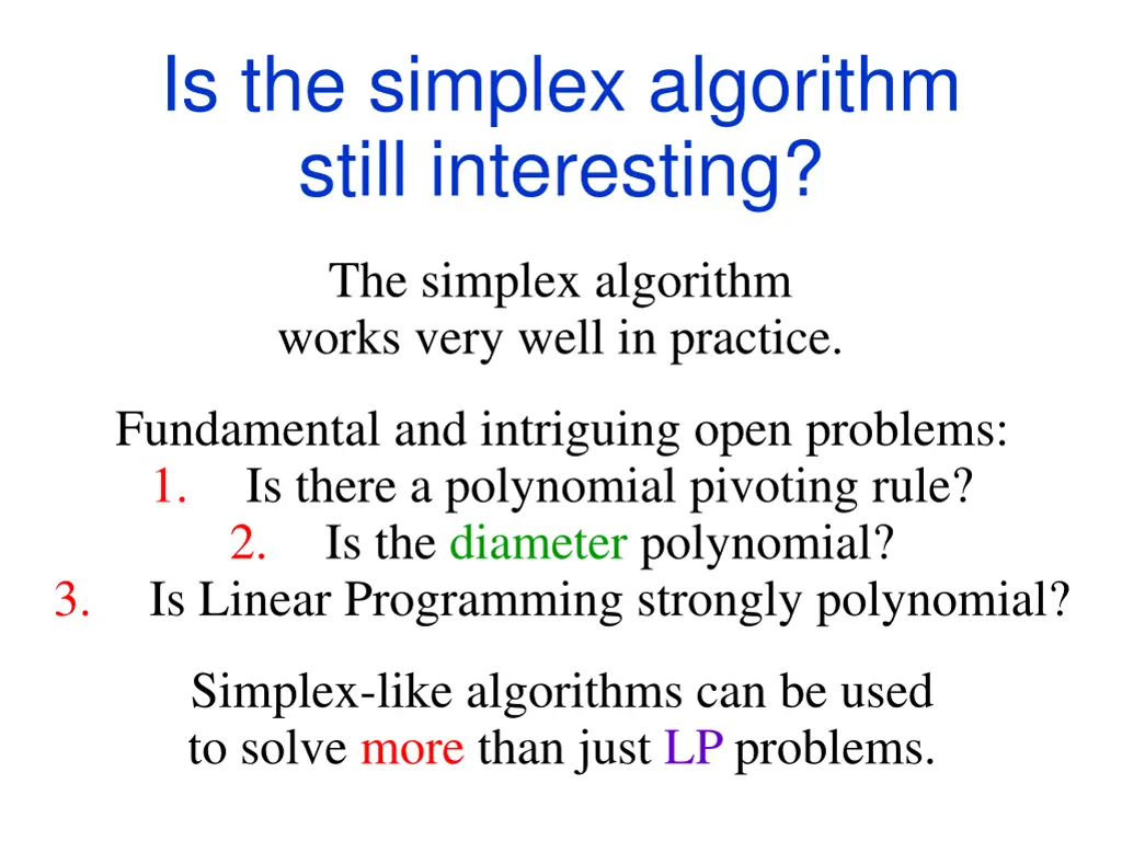 is the simplex algorithm still interesting