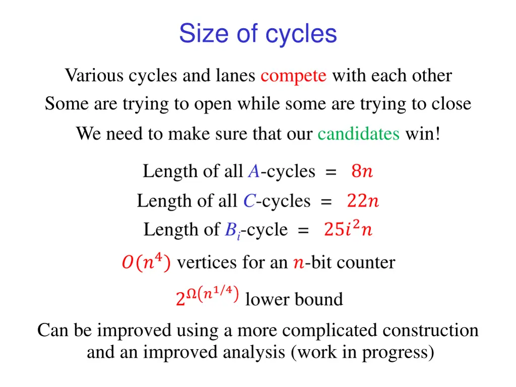 size of cycles