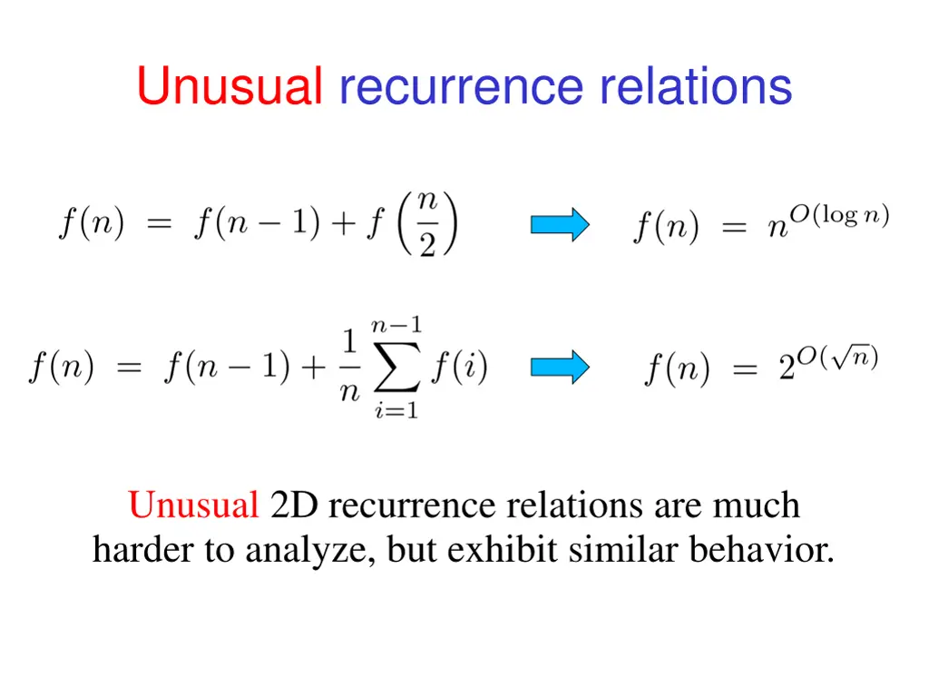 unusual recurrence relations