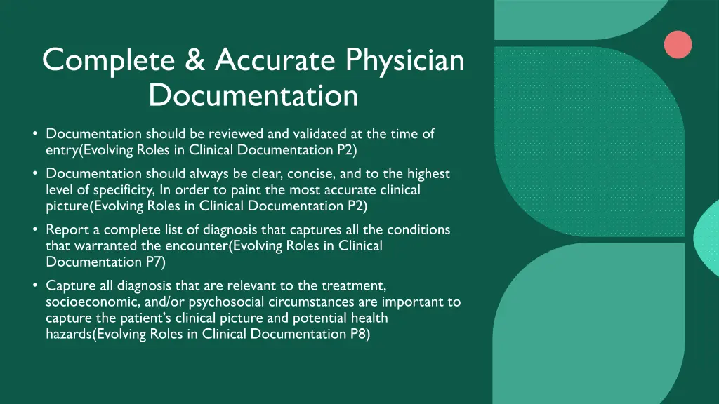 complete accurate physician documentation