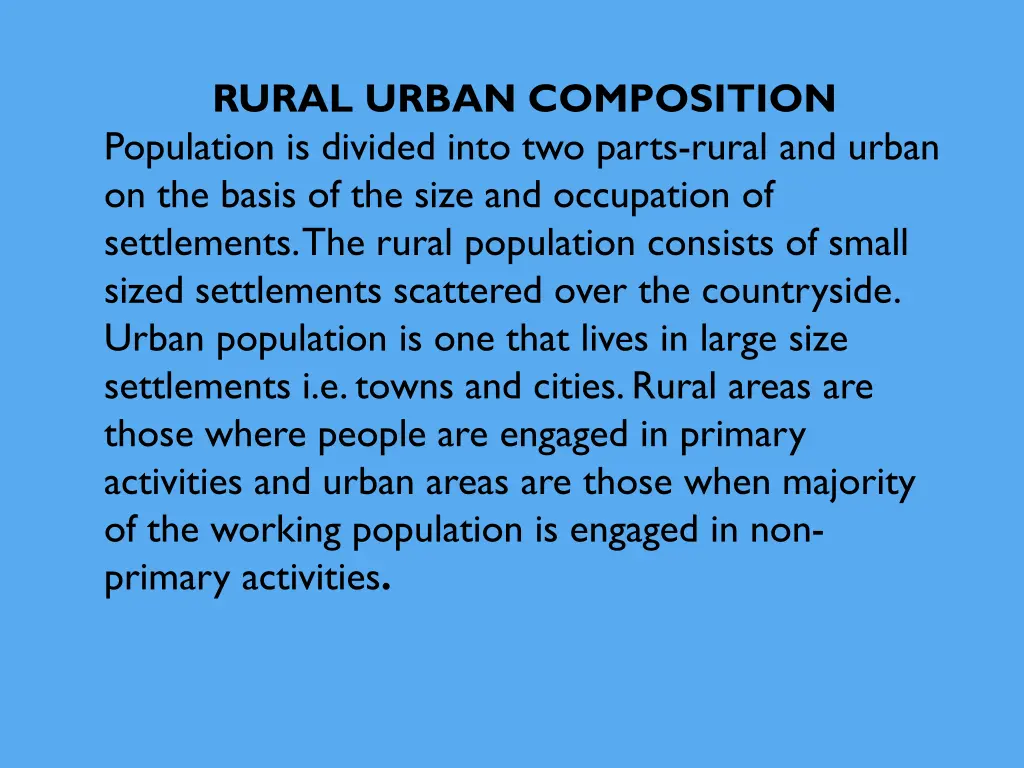 rural urban composition population is divided