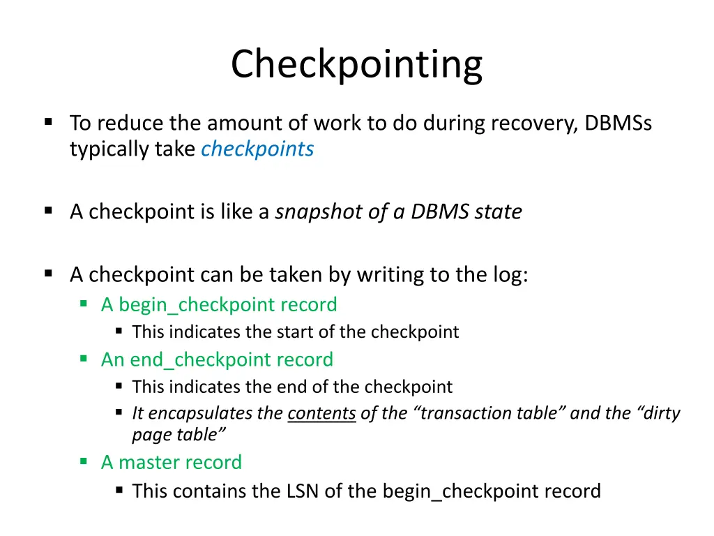 checkpointing