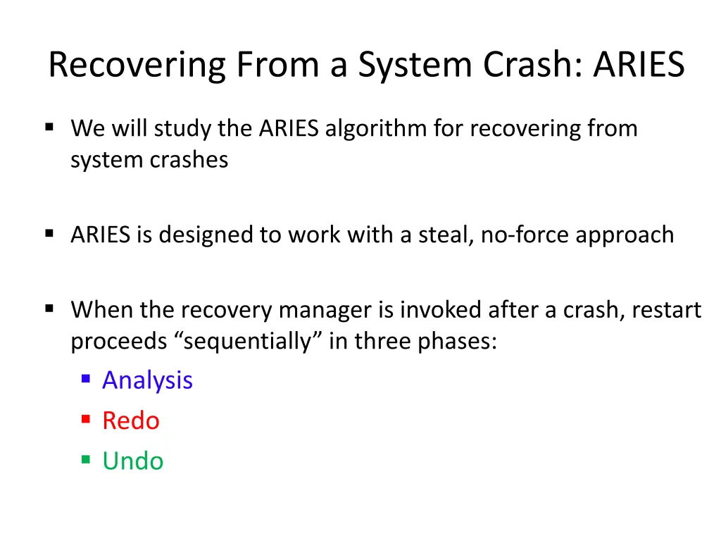 recovering from a system crash aries