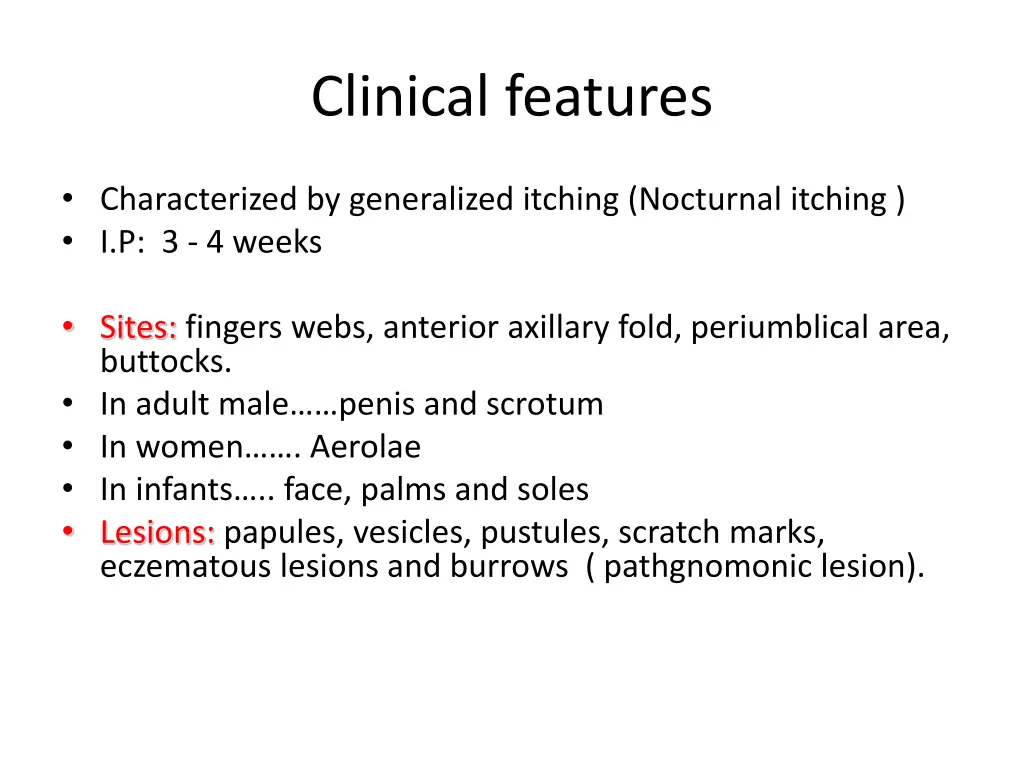 clinical features
