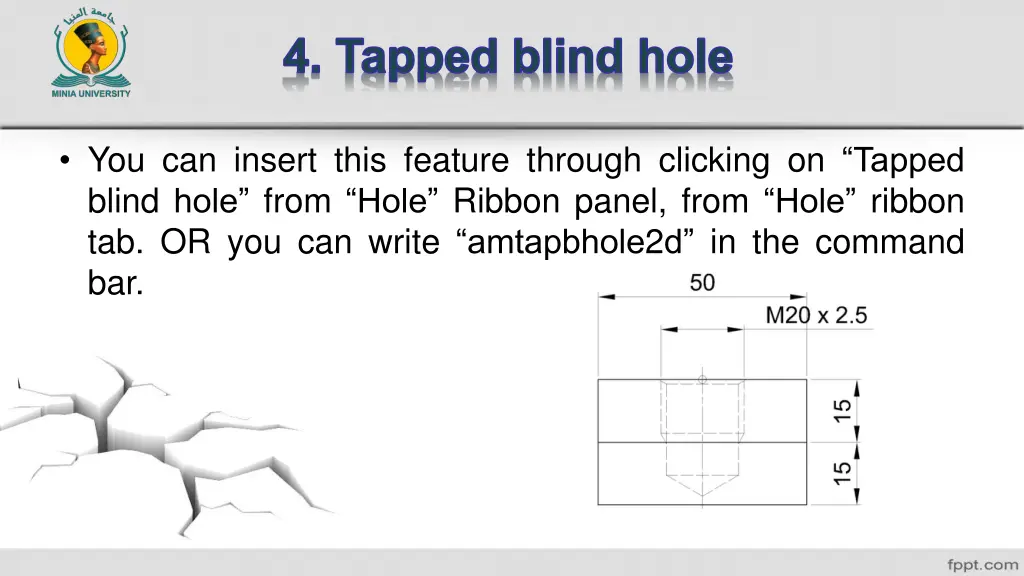 4 tapped blind hole
