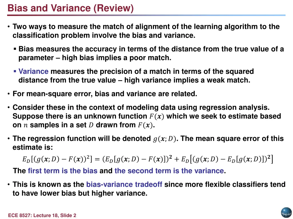 bias and variance review