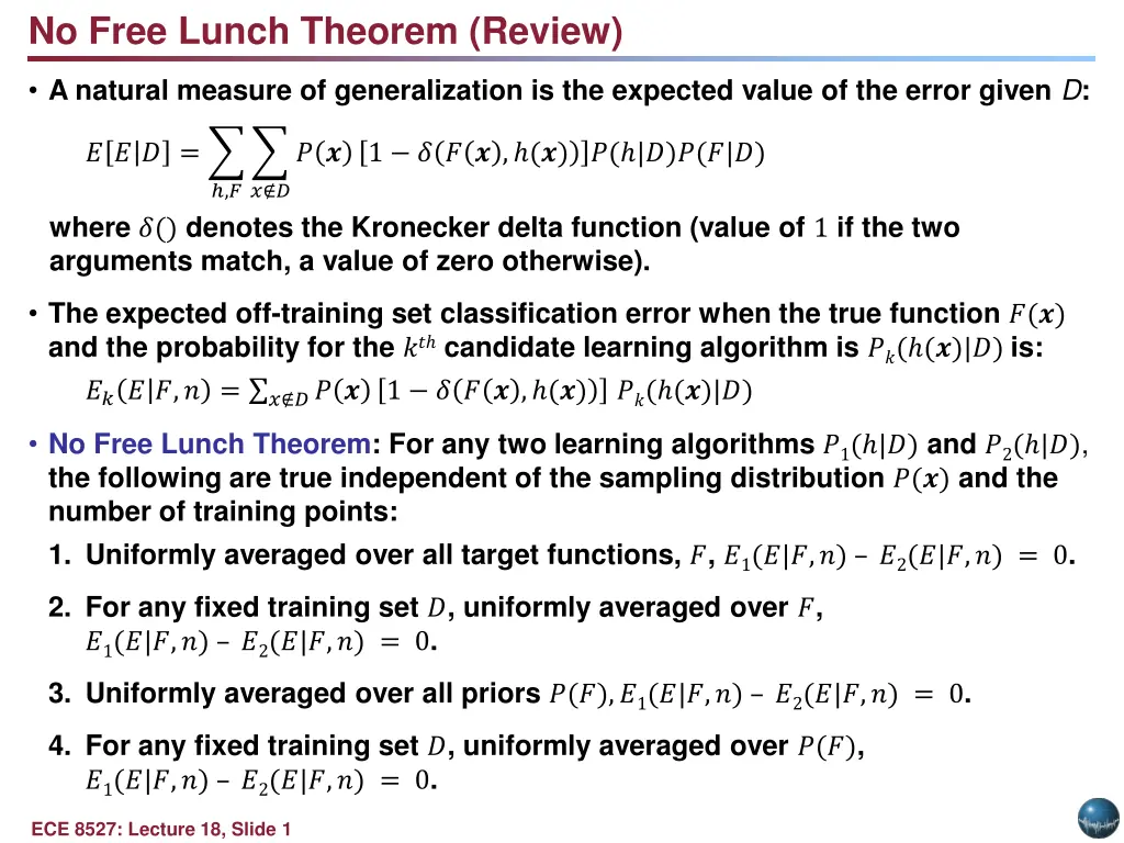 no free lunch theorem review
