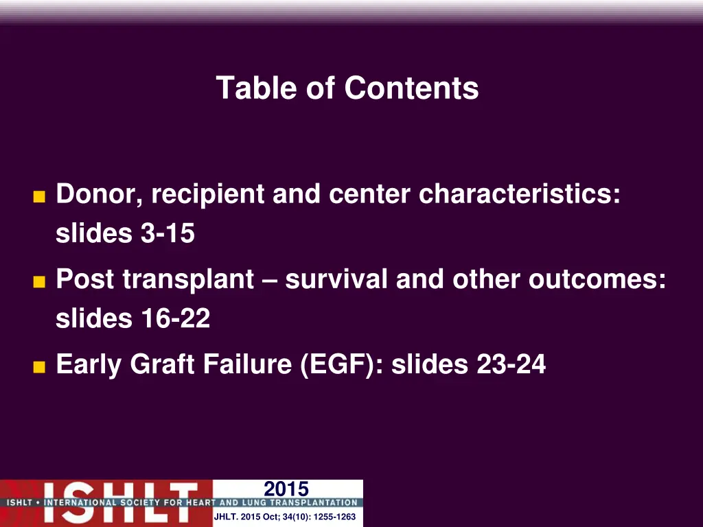 table of contents