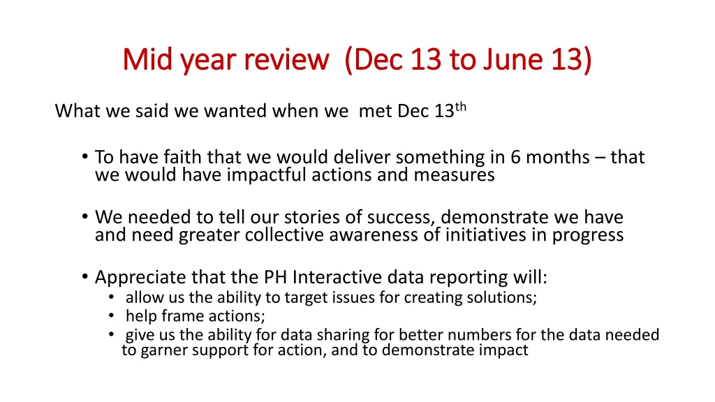 mid year review dec 13 to june 13 mid year review 1