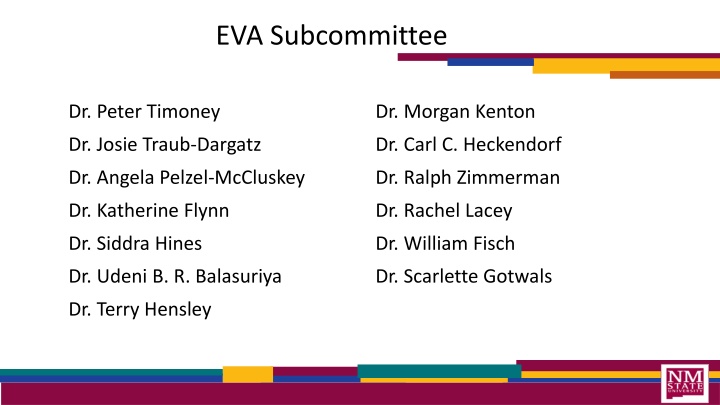 eva subcommittee