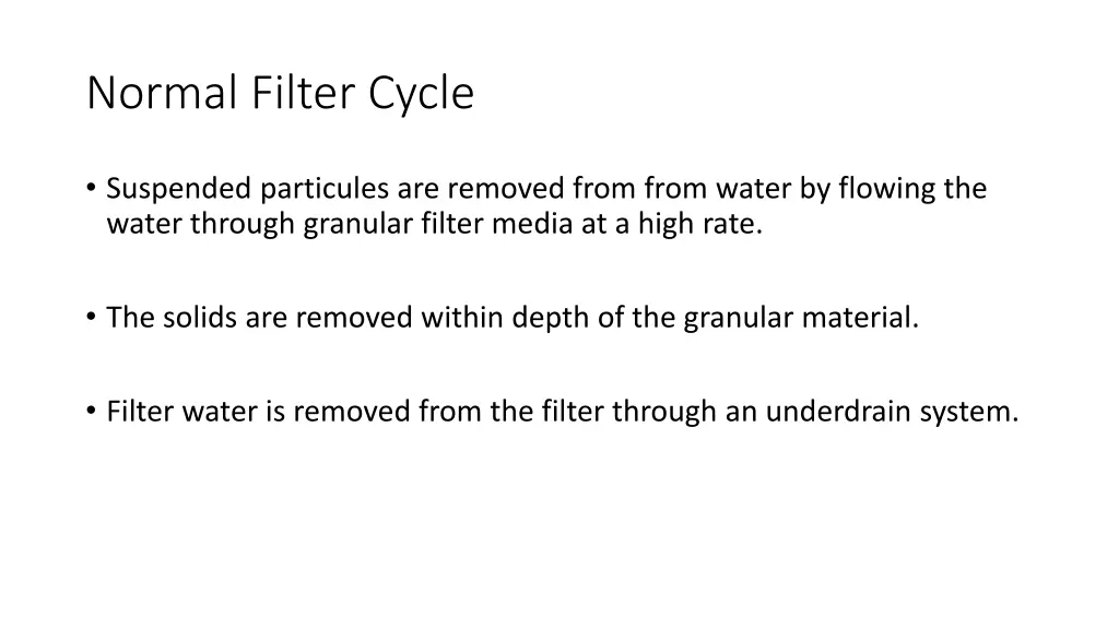 normal filter cycle