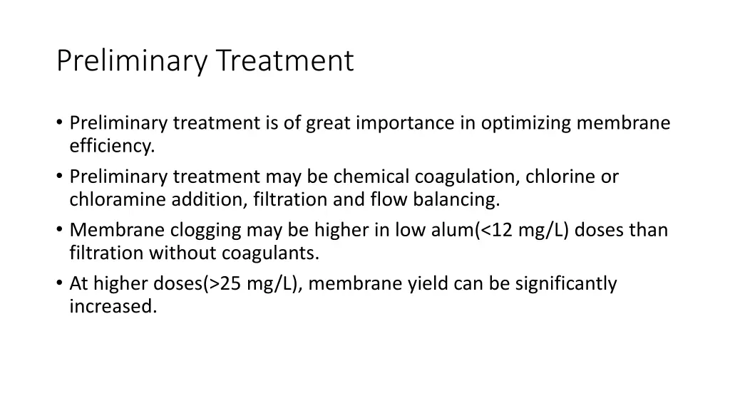 preliminary treatment