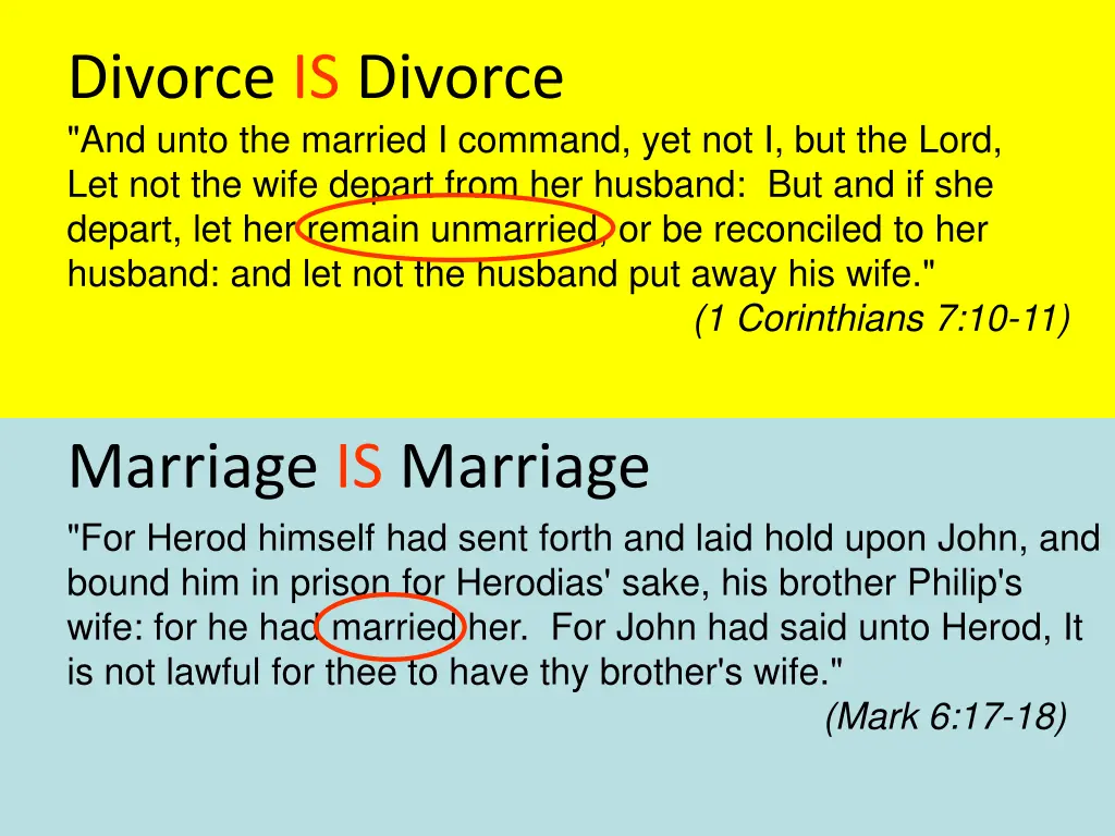 divorce is divorce and unto the married i command