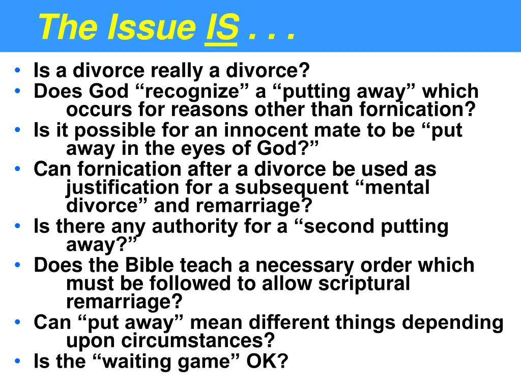 the issue is